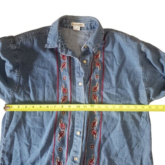 Vintage Womens Denim Embroidery Button Down Shirt Size M Oversize Western Boho - Picture 5 of 7